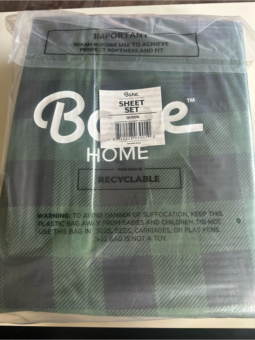 New Bare Bedding Green and Black Buffalo Plaid Queen Bedding Set